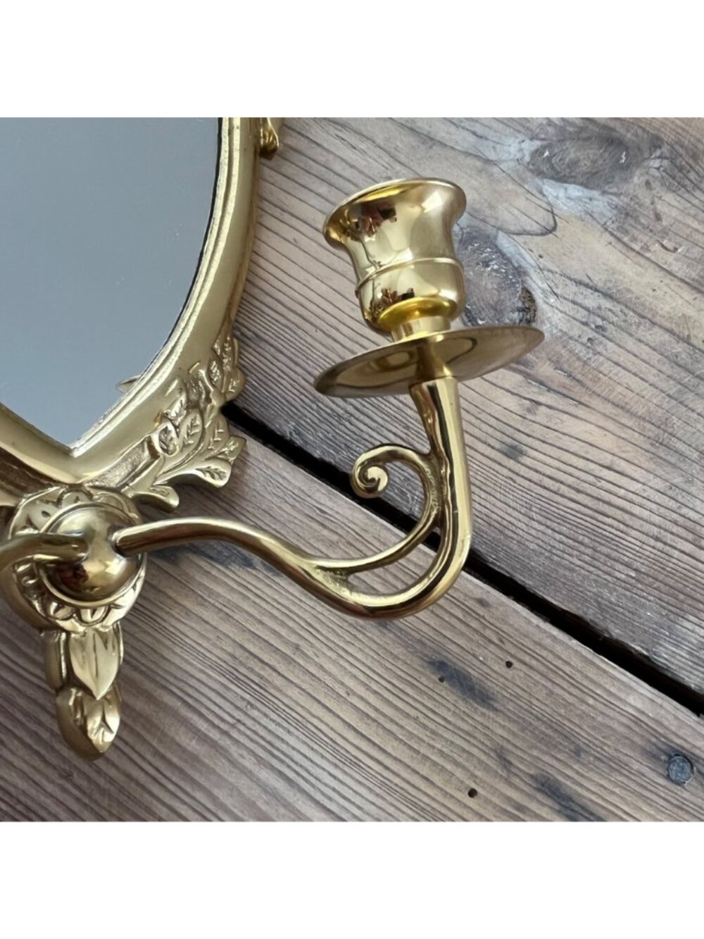 Vintage Style Brass Mirrored Wall Sconces Polished Finish Set of 2 - Picture 4 of 7